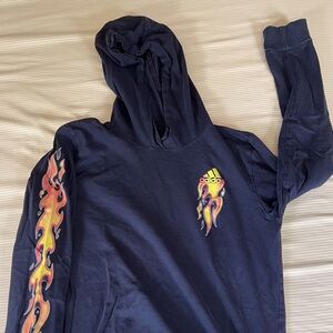 Adidas Boys Long Sleeve Hoodie Tee - Size M Navy Blue